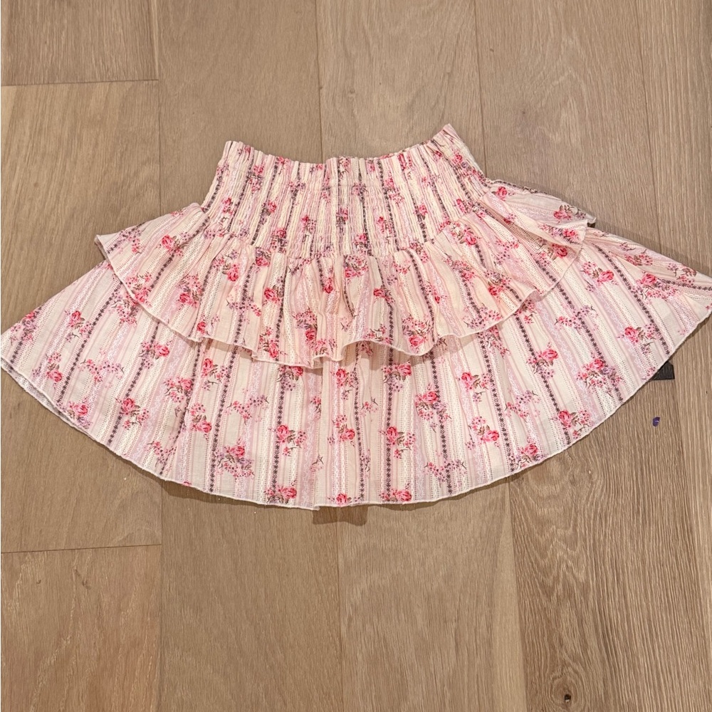 Floral Pink Tiered Ruffle Skirt - Girls